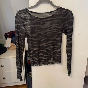 Abercrombie & Fitch Camo Long Sleeve Sheer Top